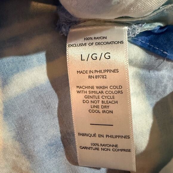 Natori Kasuri Blue White Challis Sleepshirt Loungewear Tunic Size Large - Picture 7 of 8